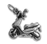 Small silver scooter charm pendant