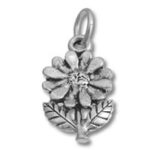 Silver flower charm pendant with leaves