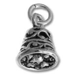 Ornate filigree silver bell charm