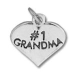 Silver heart charm reading "#1 Grandma
