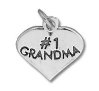Silver heart charm reading "#1 Grandma