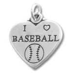 Heart charm engraved "I ♥ Baseball
