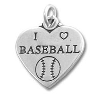 Heart charm engraved "I ♥ Baseball