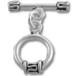 Silver toggle clasp with decorative ring and bar
