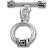 Silver toggle clasp with decorative ring and bar