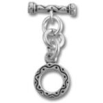 Silver toggle clasp with decorative round charm