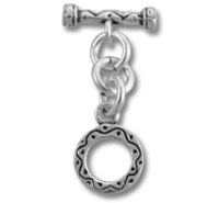 Silver toggle clasp with decorative round charm