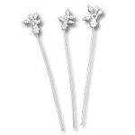 Three silver flower hairpins
