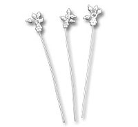 Three silver flower hairpins