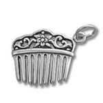 ornate silver comb pendant charm