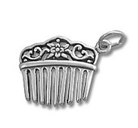 ornate silver comb pendant charm