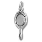 Small silver hand mirror pendant charm