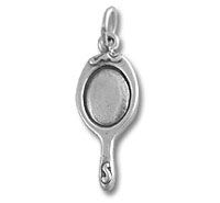 Small silver hand mirror pendant charm