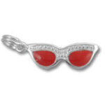 Silver cat-eye sunglasses charm with red lenses