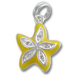 Yellow starfish charm pendant with rhinestones