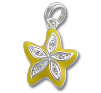 Yellow starfish charm pendant with rhinestones