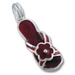 Red flip-flop pendant with flower charm