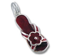 Red flip-flop pendant with flower charm