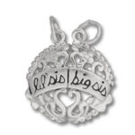 Silver 'lil sis big sis' filigree pendant