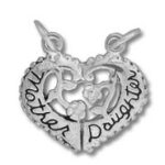 Mother and daughter split heart pendant
