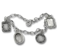 Silver charm bracelet with decorative pendants