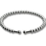Silver beaded open cuff bracelet