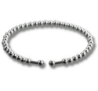 Silver beaded open cuff bracelet