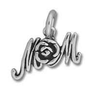 Silver Mom pendant with rose