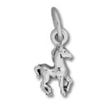 Silver unicorn pendant charm on white background