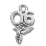 Silver 06 graduation cap charm