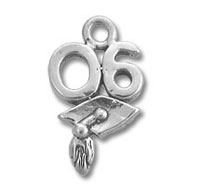Silver 06 graduation cap charm