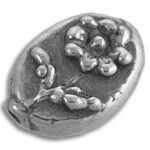 Oval silver bead with grape cluster design