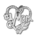 Silver #1 Mom heart pendant with rose