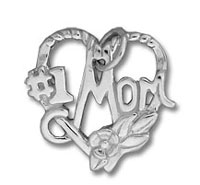 Silver #1 Mom heart pendant with rose