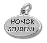 Silver oval charm engraved "HONOR STUDENT