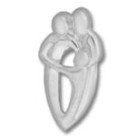 Silver embracing couple pendant charm