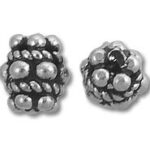 Pair of ornate silver granulated beads