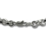 Close-up of silver necklace chain with lobster clasp