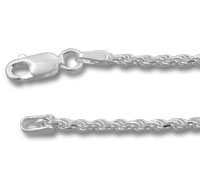 Silver rope chain necklace with lobster clasp