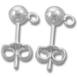 Silver ball stud earring posts with butterfly backs