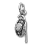 Silver cowboy hat and rifle charm pendant