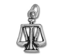 Silver scales of justice pendant charm