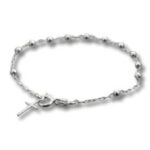 Silver beaded bracelet with dangling cross