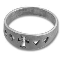 Silver band ring with cross cutout