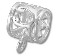 Hollow silver filigree bead with loop