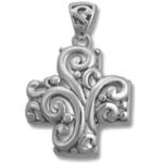 Ornate silver filigree cross pendant