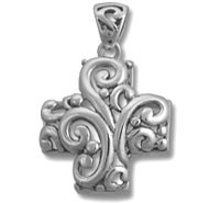 Ornate silver filigree cross pendant