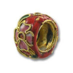 Red Cloisonne Flower Spacer Bead