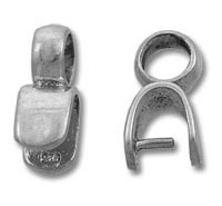Silver jewelry pendant bails, front and back