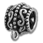 Ornate silver bead charm with hanging loop